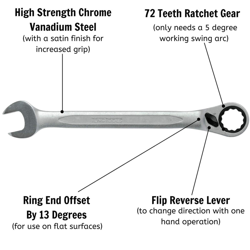Teng Tools Ratcheting Combination Spanner Metric R 18mm Teng Tools - Dynamic Drive