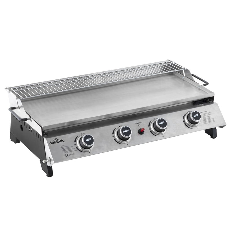 Dellonda 4 Burner Stainless Steel Portable Gas Plancha with Warming Rack 10kW Dellonda - Dynamic Drive