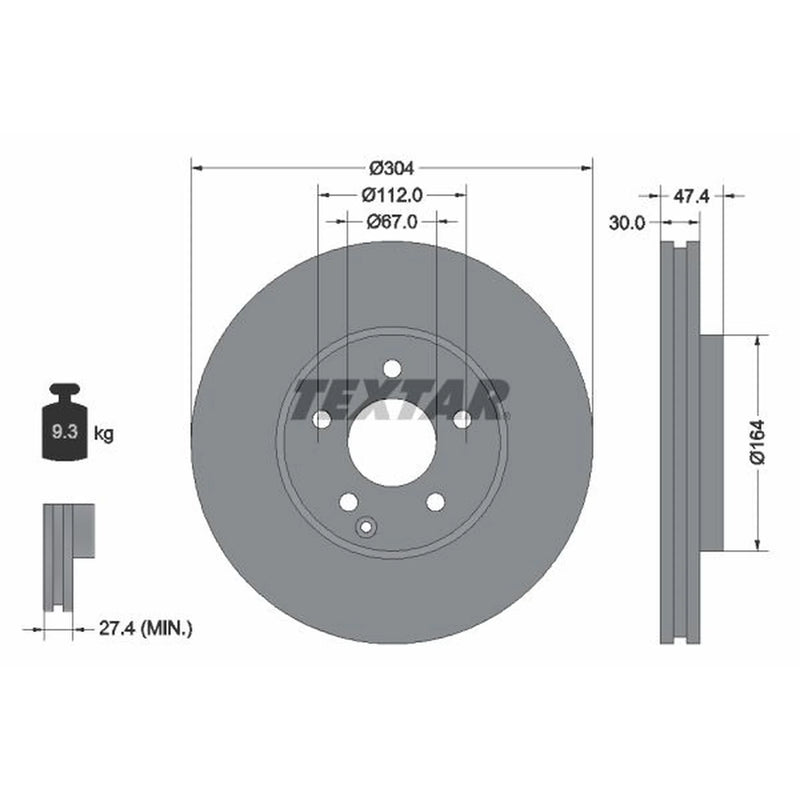 Textar 2 x Vented Front Brake Discs 92152105-x2