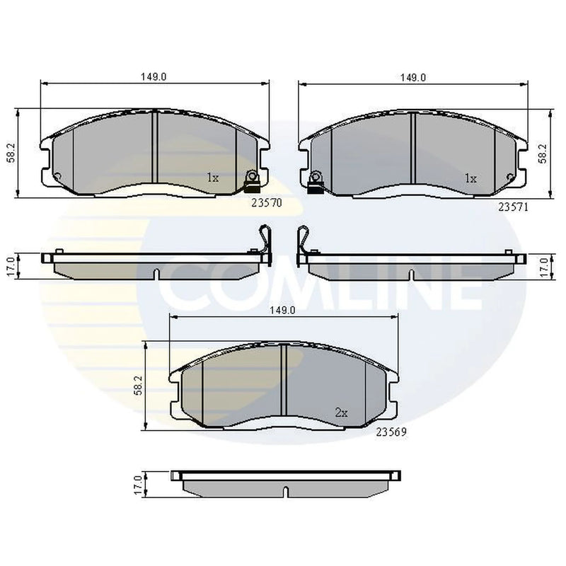 Comline 4 x Front Brake Pad Set fits Daewoo Rexton 2002 on 2.9 3.2