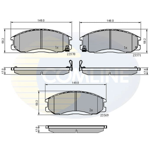 Comline 4 x Front Brake Pad Set fits Daewoo Rexton 2002 on 2.9 3.2
