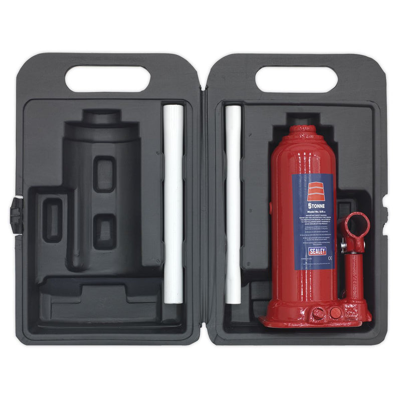 Sealey Bottle Jack 5tonne with Storage Case SJ5BMC Sealey  - Dynamic Drive