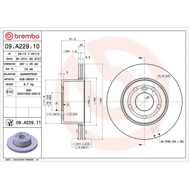 Brembo 2 x Brake Discs fits Land Rover Discovery 1998-2004 2.5 4.0
