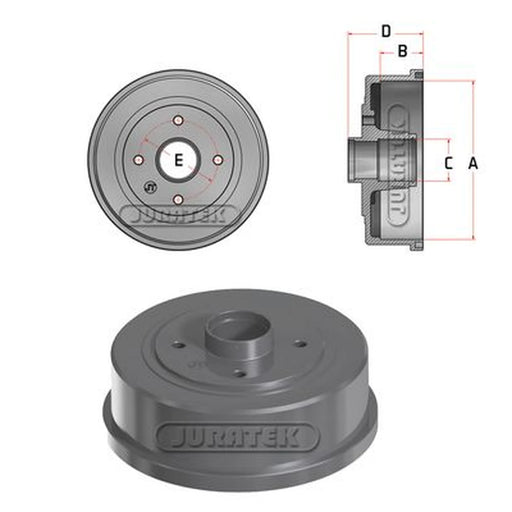 Juratek Brake Drum Assembly Rear fits Opel Corsa C 2000-2009 1.0 1.2 1.3 1.4 1.7