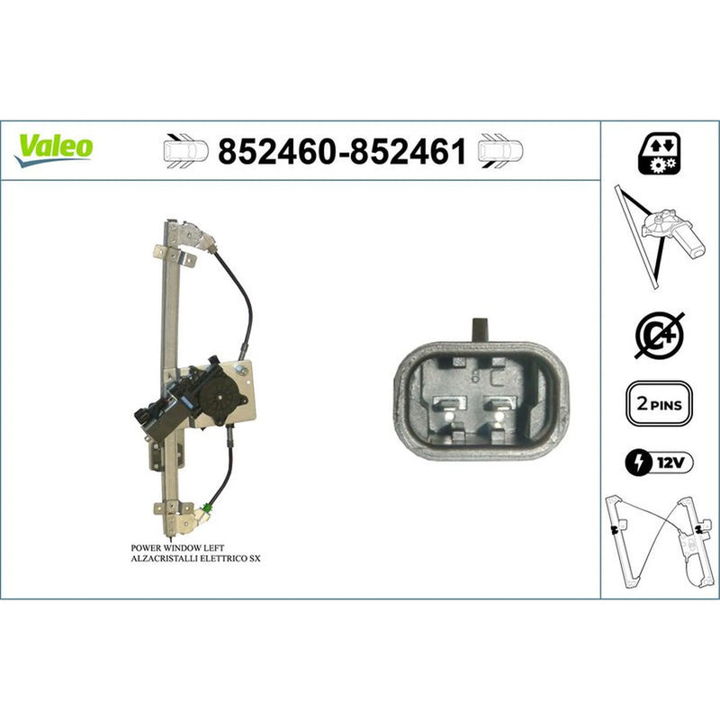 Valeo Electric Window Regulator Lifter Right Rear 852461