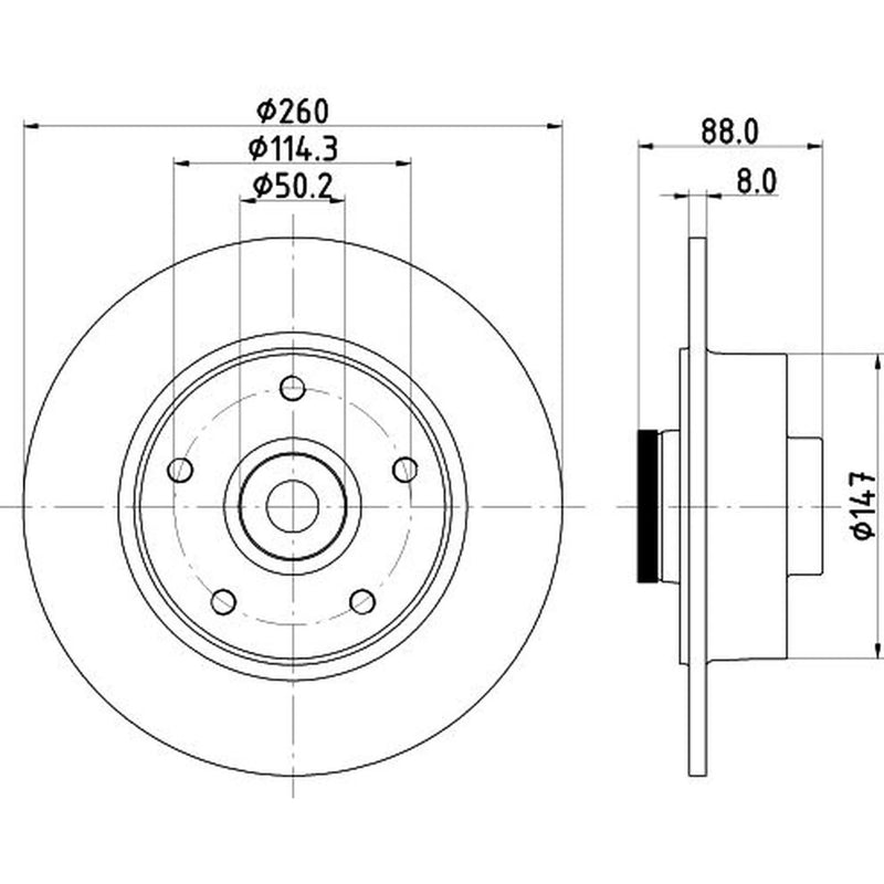Mintex 2 x Solid Rear Brake Discs MDC2374-x2