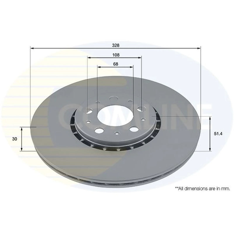 Comline 2 x Internally Vented Brake Discs fits Volvo XC90 I 2002-2014 2.5 3.2