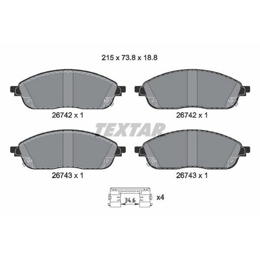 Textar Front Brake Pad Set 2674201