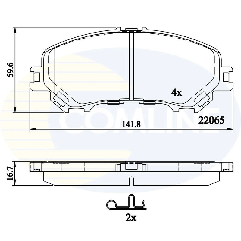 Comline 4 x Front Brake Pad Set fits Nissan Qashqai II 2019 on 1.7