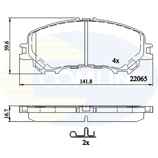 Comline 4 x Front Brake Pad Set fits Nissan Qashqai II 2019 on 1.7