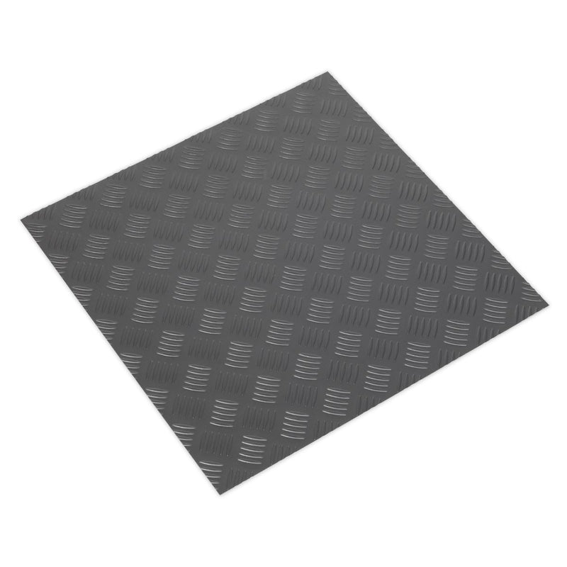 Sealey Vinyl Floor Tile Peel & Stick Backing-Silver Treadplate Pk16 FT1S Sealey  - Dynamic Drive