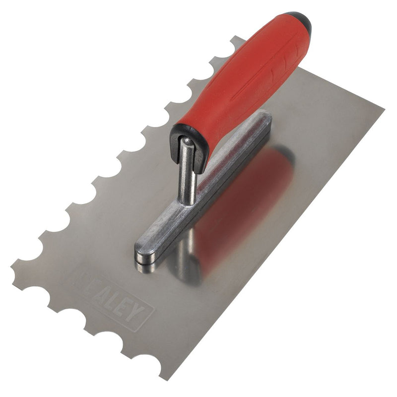 Stainless Steel Semicircle Tooth Trowel Rubber Handle & Aluminium Foot 270mm Sealey - Dynamic Drive
