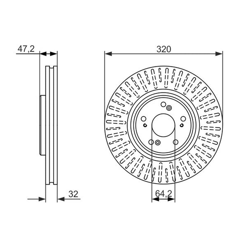 Bosch 2 x Vented Brake Discs fits Honda Accord VIII 2008-2015 2.0 2.2 2.4