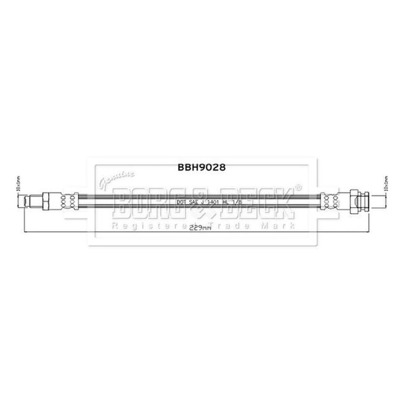 Borg & Beck Brake Hydraulic Hose Line outer BBH9028