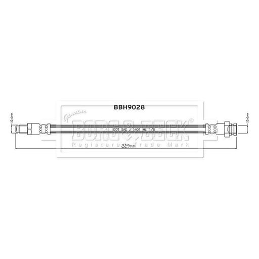 Borg & Beck Brake Hydraulic Hose Line outer BBH9028