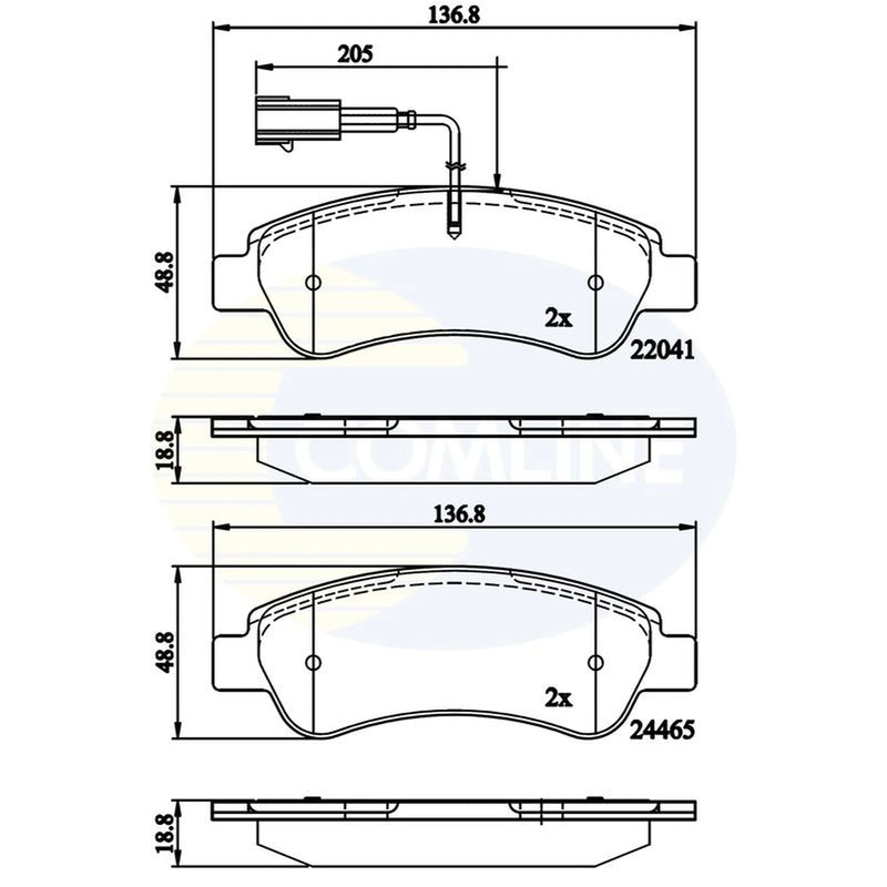 Comline 4 x Rear Brake Pad Set fits Citroën Relay II Bus 2002-2006 2.2 2.8