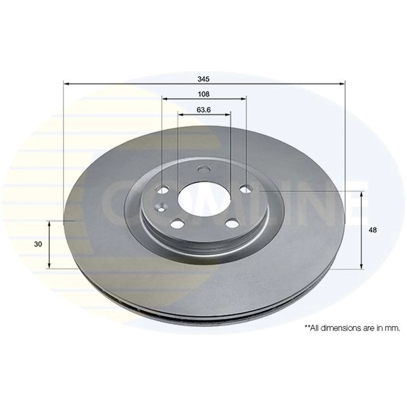 Comline Front Brake Internally Vented Discs & Pads fits Volvo XC40 2017-2022