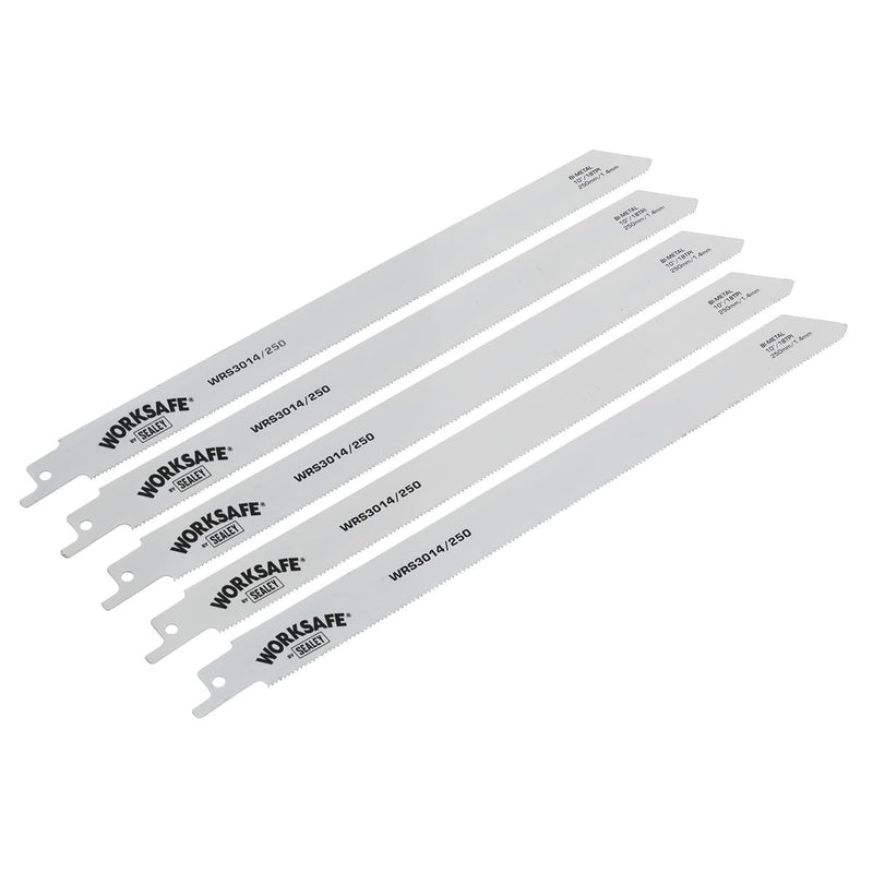 Sealey Reciprocating Saw Blade Metal 250mm 18tpi Pack of 5 WRS3014/250 Sealey - Dynamic Drive