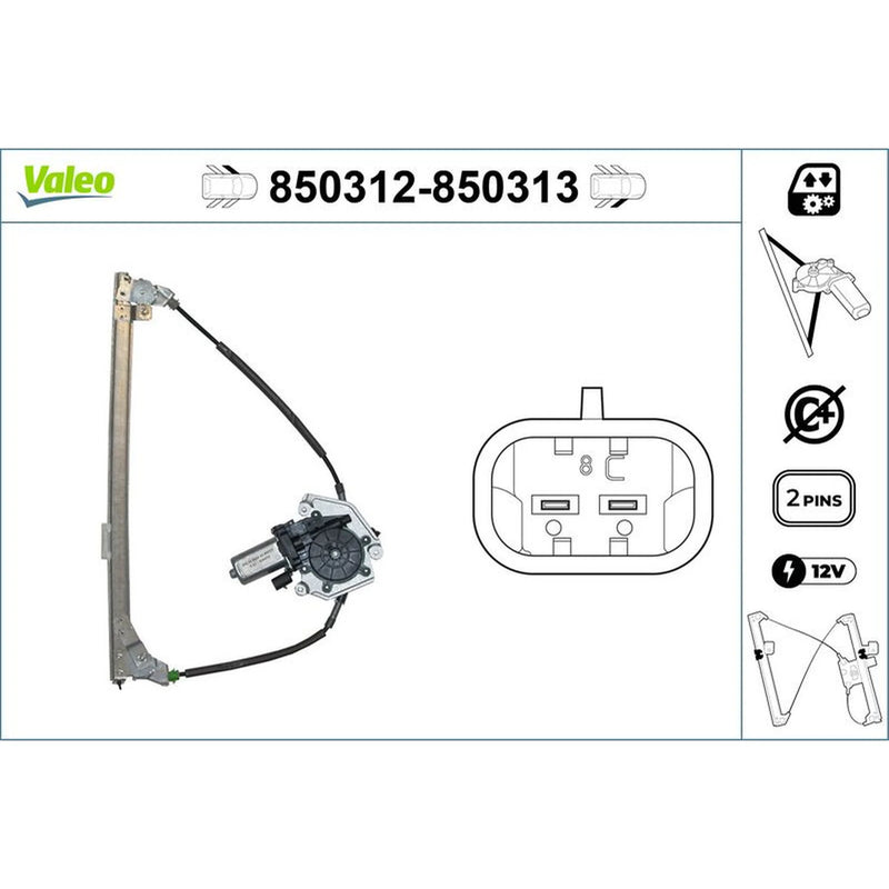 Valeo Electric Window Regulator Lifter Right Front 850313