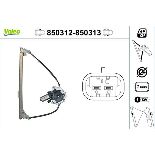 Valeo Electric Window Regulator Lifter Right Front 850313