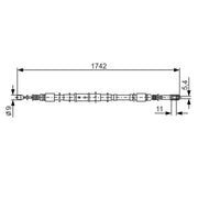 Bosch Handbrake Cable Right Rear fits Audi 80 B4 1991-1996