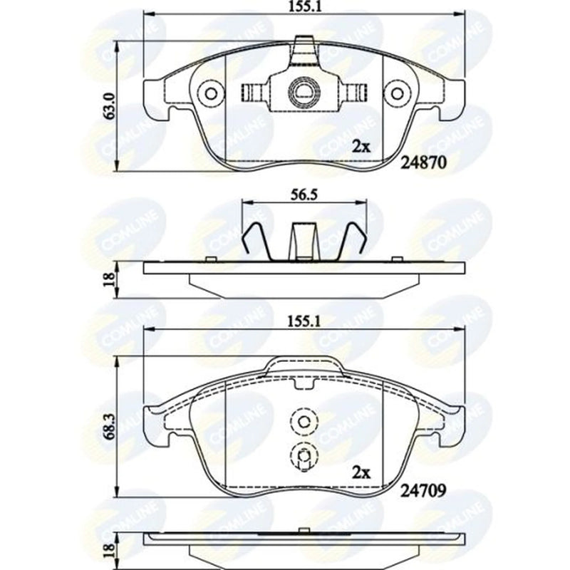 Comline 4 x Front Brake Pad Set fits Renault Grand Scénic III 2009-2016 2.0