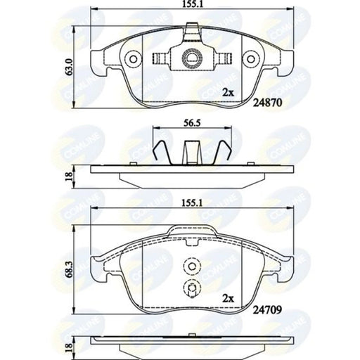 Comline 4 x Front Brake Pad Set fits Renault Grand Scénic III 2009-2016 2.0