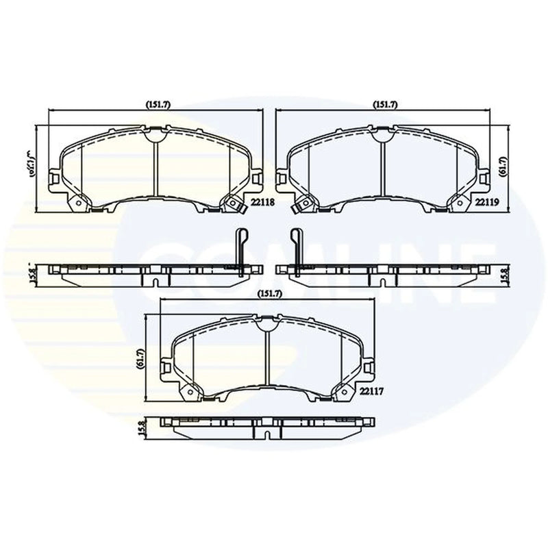 Comline 4 x Front Brake Pad Set fits Infiniti Q50 2013-2015 2.0