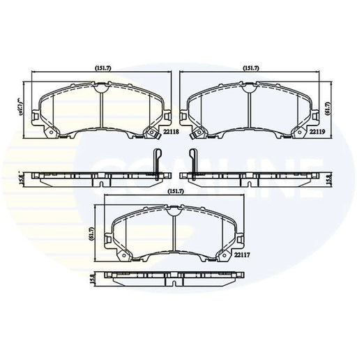 Comline 4 x Front Brake Pad Set fits Infiniti Q50 2013-2015 2.0