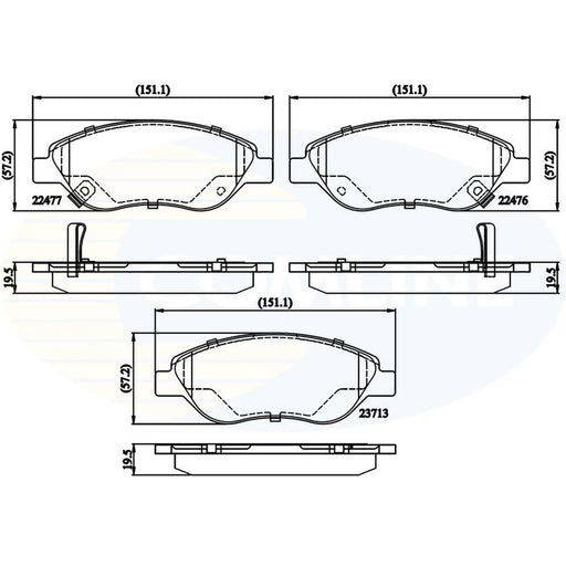 Comline Front Brake Discs & Pads fits Fiat Tipo 2015-2020 1.0 1.3 1.4 1.6
