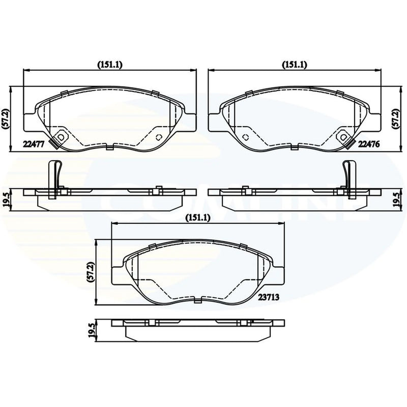 Comline Front & Rear Pads fits Fiat Tipo 2020 on 1.0