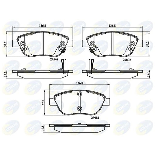 Comline 4 x Front Brake Pad Set fits Fiat 500L 2012-2018 0.9 1.3 1.4 1.6