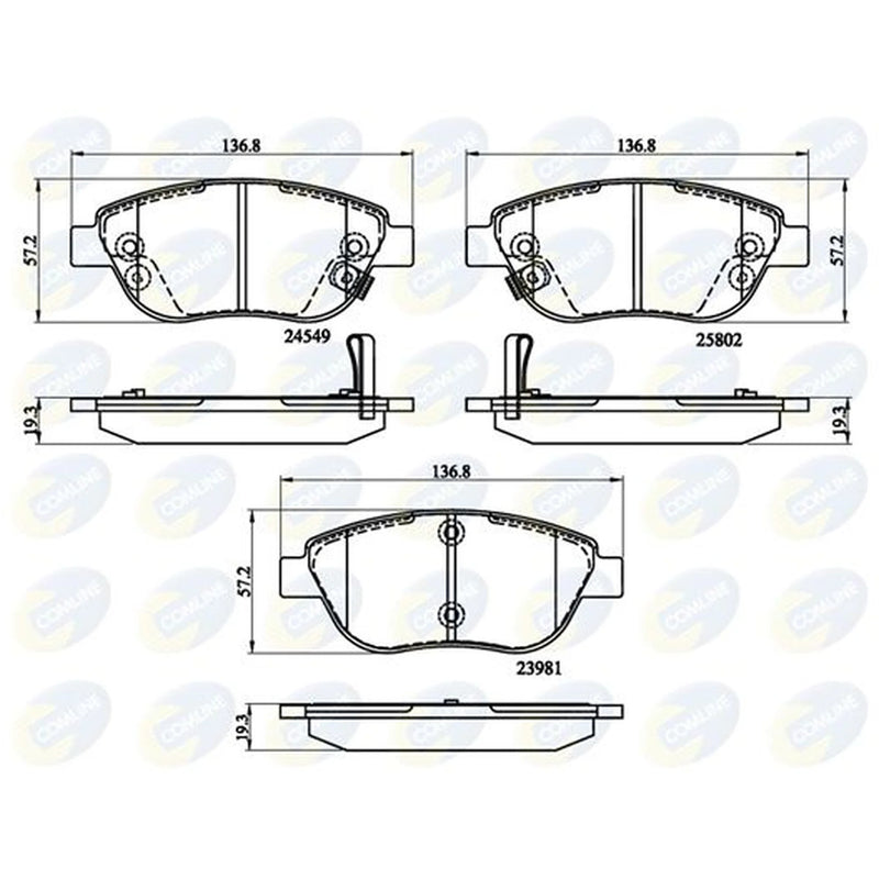 Comline Front & Rear Brake Discs & Pads fits Fiat 500L 2012-2018 0.9 1.3 1.4 1.6