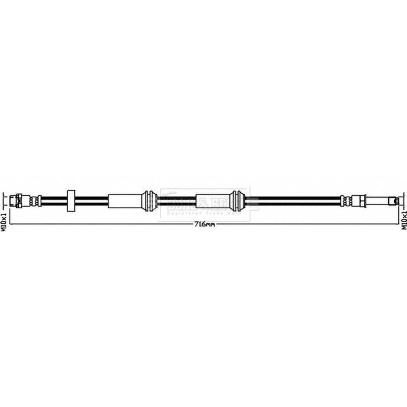 Borg & Beck Brake Hydraulic Hose Line Front Right BBH8616