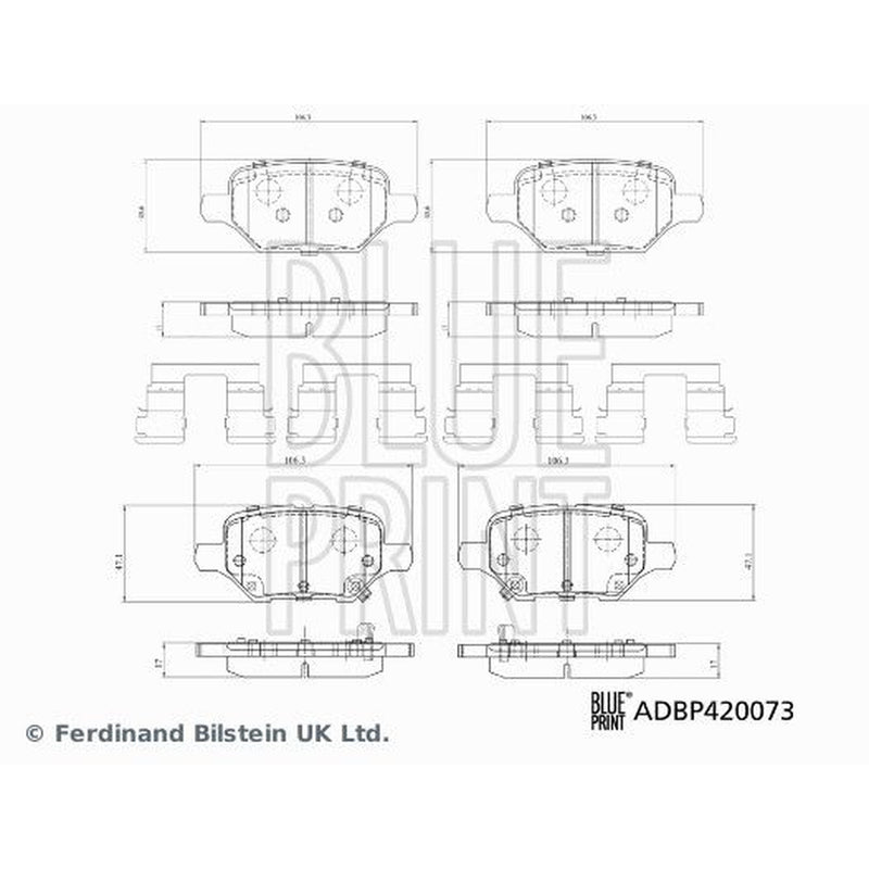 Blue Print Rear Brake Pad Set fits Chevrolet Trax 2012-2013 1.4 1.6 1.7