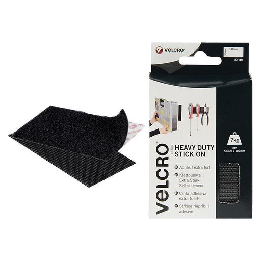 Velcro® Brand VELCRO® Brand Heavy-Duty Stick On Strips (2) 50 x 100mm Black VELCRO® Brand - NN4 Online