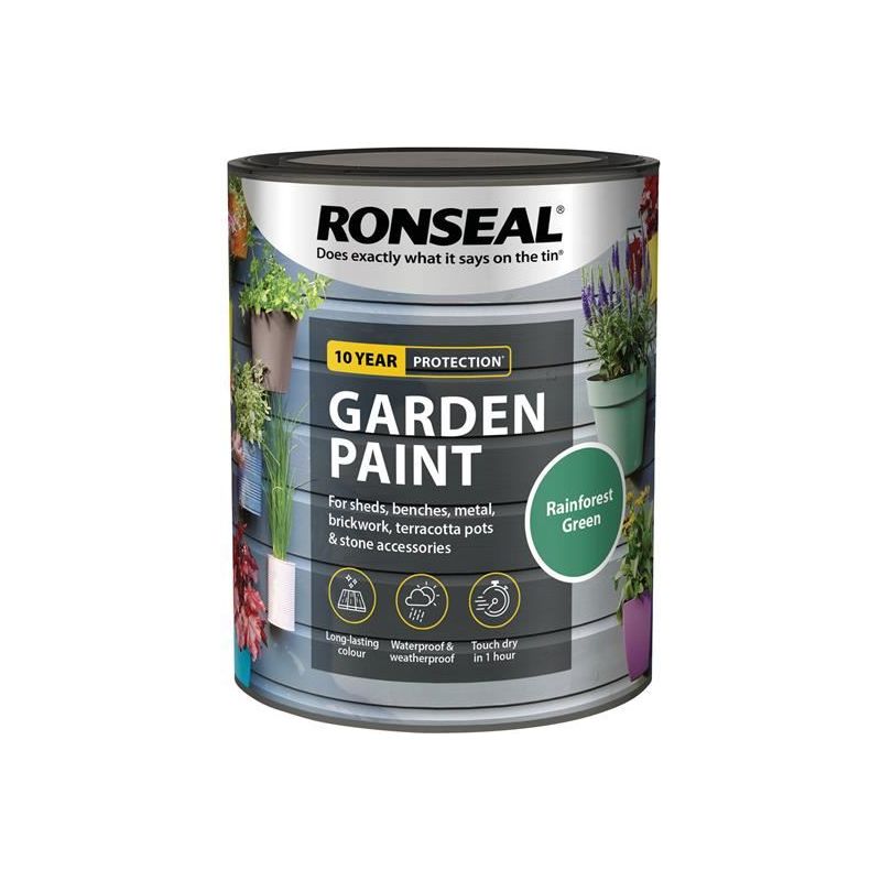 Ronseal Garden Paint Rainforest Green 750ml Ronseal - Dynamic Drive