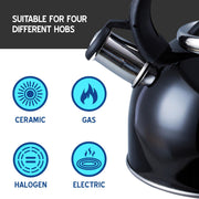 MDS1203 Liberty Black 2.5 Litre Whistling Kettle CW-T056-B1BLA Liberty Leisure UK - Dynamic Drive