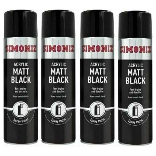 4x Simoniz Large Matt Black Acrylic Aerosol Car Auto Spray Paint 500ml SIMP17D Simoniz - Dynamic Drive
