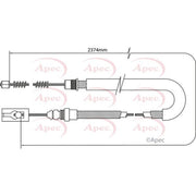 Apec Handbrake Cable Right Rear fits Citroën Dispatch I 1995-2006 1.9 2.0