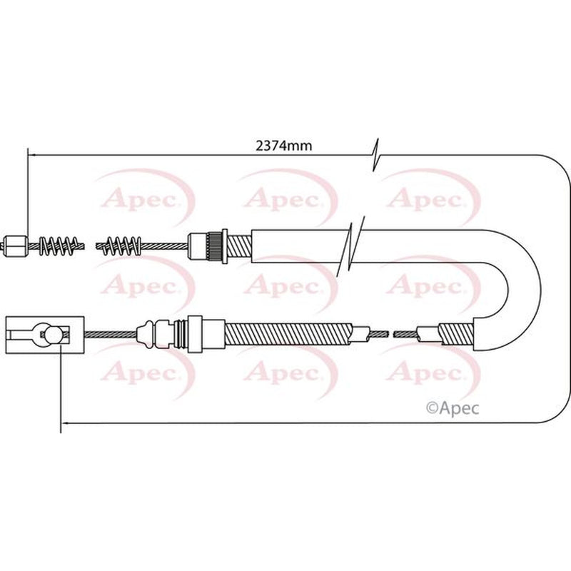 Apec Handbrake Cable Right Rear fits Citroën Dispatch I 1995-2006 1.9 2.0