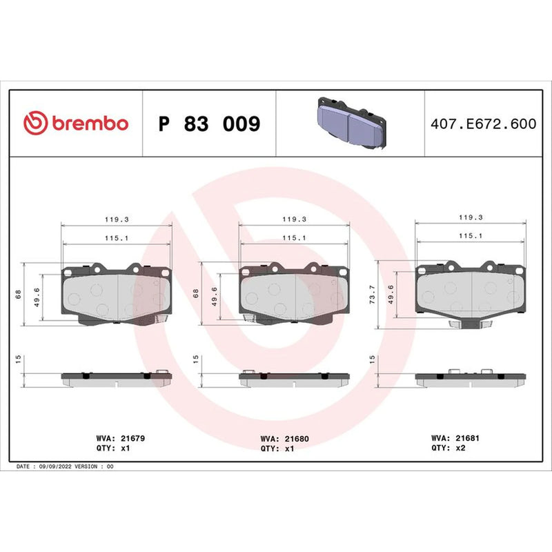 Brembo Front & Rear Pads fits Toyota Land Cruiser Colorado 1995-2002 2.7 3.0 3.4