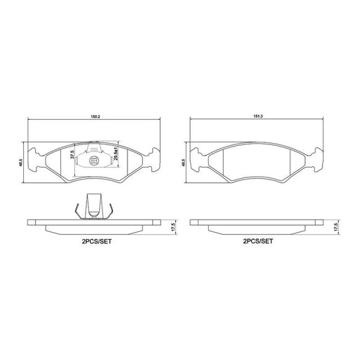 Brembo 4 x Front Brake Pad Set fits Ford Courier Box Body 1991-2003 1.3 1.4 1.8