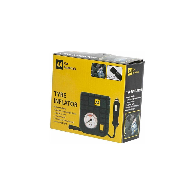 AA 12V Car Tyre Air Compressor Inflator LED Pump Pressure Gauge Cigarette Socket AA - Dynamic Drive