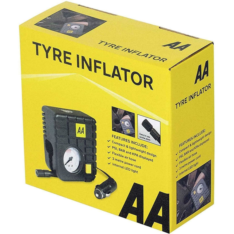 AA 12V Car Tyre Air Compressor Inflator LED Pump Pressure Gauge Cigarette Socket AA - Dynamic Drive