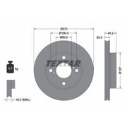 Textar 2 x Vented Front Brake Discs 92309403