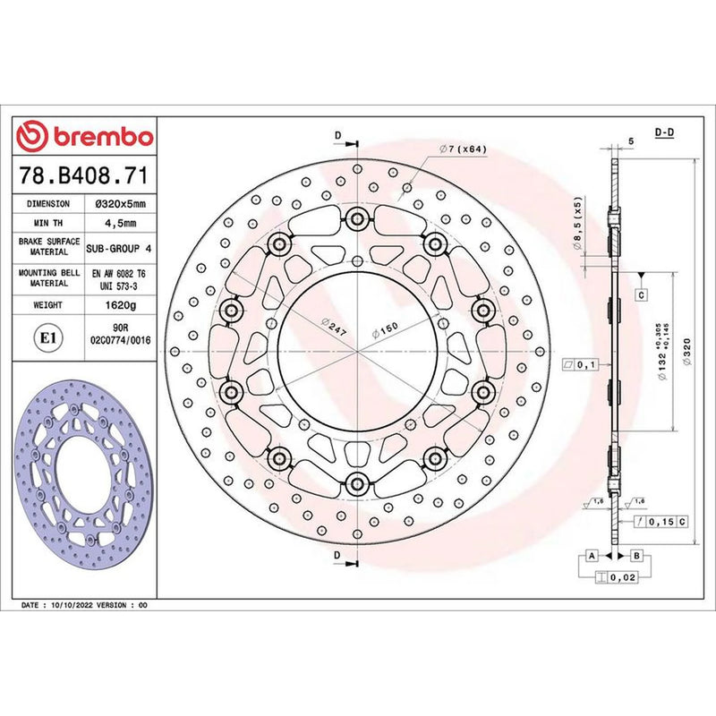 Brembo 2 x Front Floating Brake Disc Brake Discs 78B40871