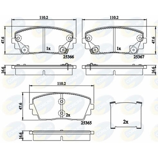 Comline Front & Rear Brake Discs & Pads fits Kia Picanto II 2011-2017 1.0 1.2