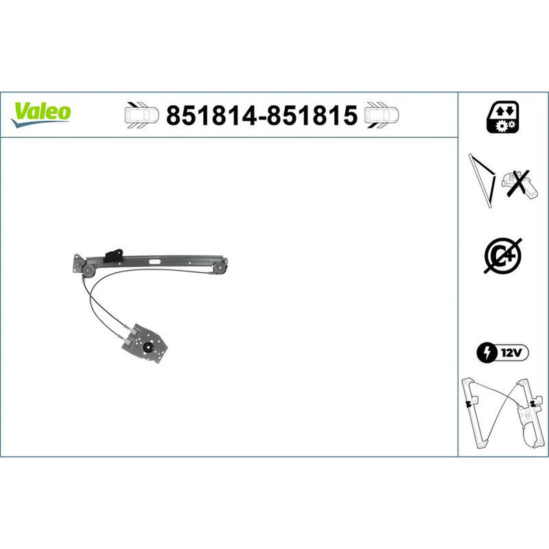 Valeo Electric Window Regulator Lifter Right Rear 851815