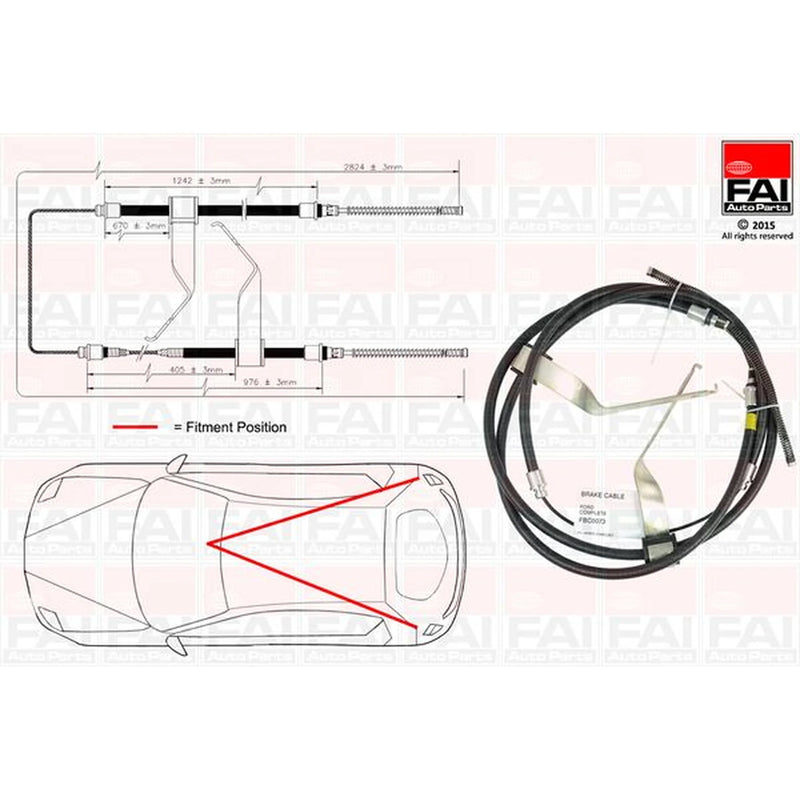 FAI Handbrake Cable Left Rear fits Ford Transit 1991-2000 2.0 2.5